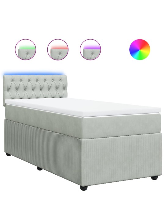 Box spring postel s matrací světle šedá 90x200 cm samet
