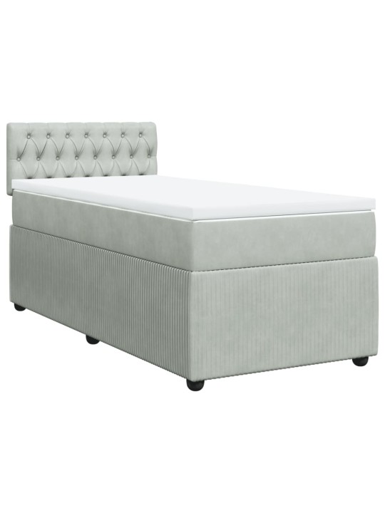 Box spring postel s matrací světle šedá 90x200 cm samet