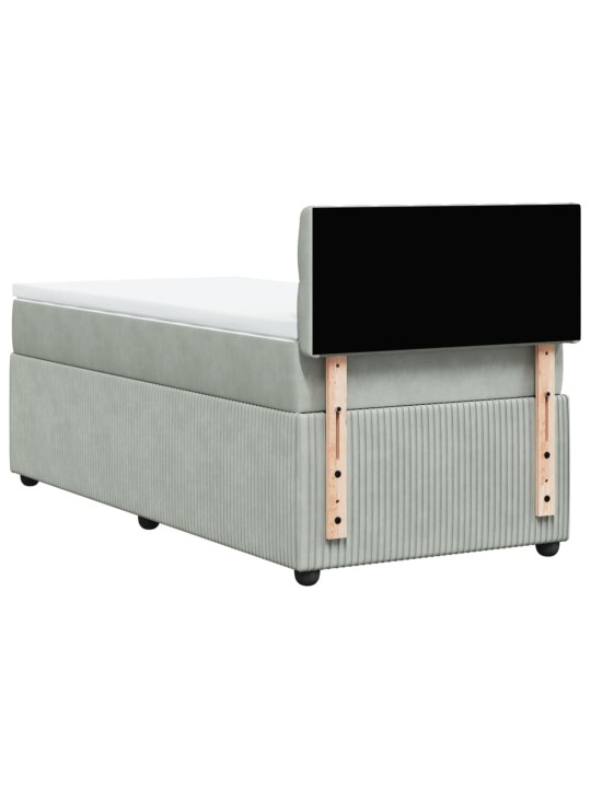 Box spring postel s matrací světle šedá 90x200 cm samet