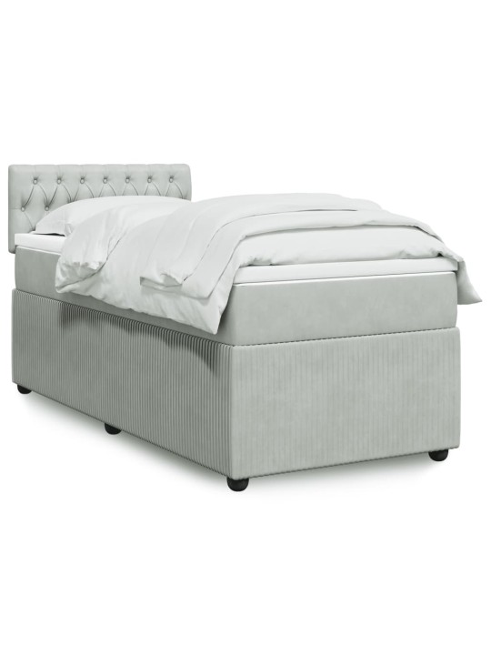 Box spring postel s matrací světle šedá 90x200 cm samet