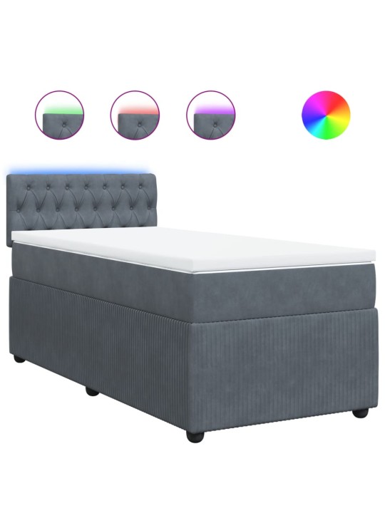 Box spring postel s matrací tmavě šedá 90x200 cm samet