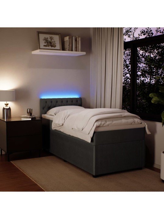 Box spring postel s matrací tmavě šedá 90x200 cm samet