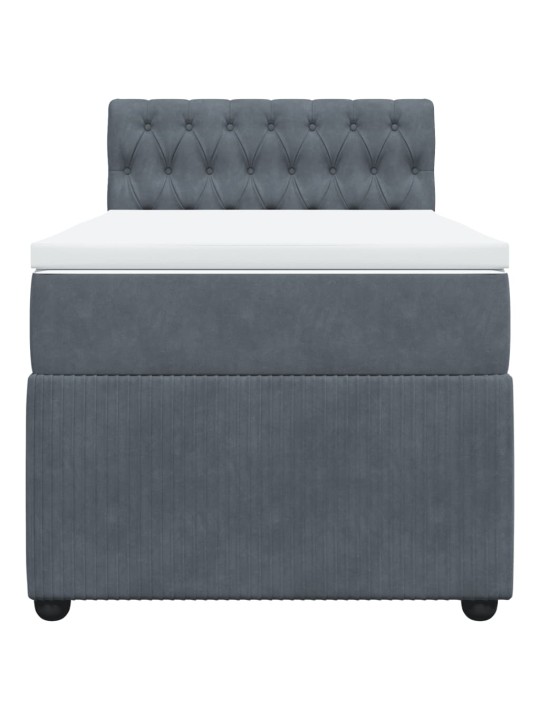 Box spring postel s matrací tmavě šedá 90x200 cm samet