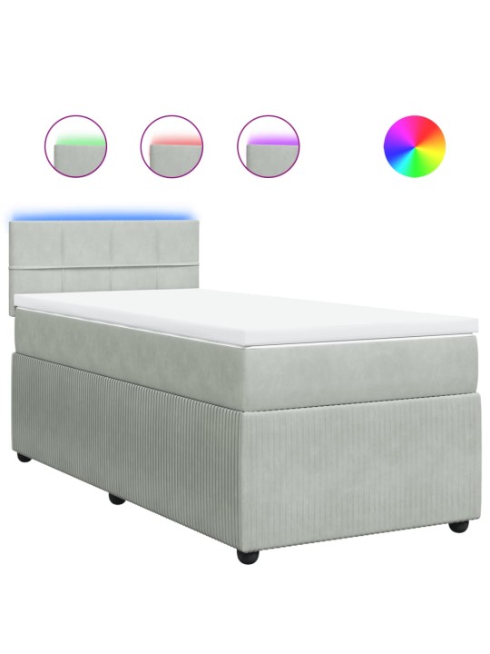 Box spring postel s matrací světle šedá 90x200 cm samet