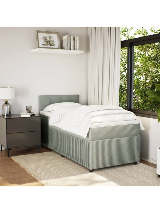 Box spring postel s matrací světle šedá 90x200 cm samet