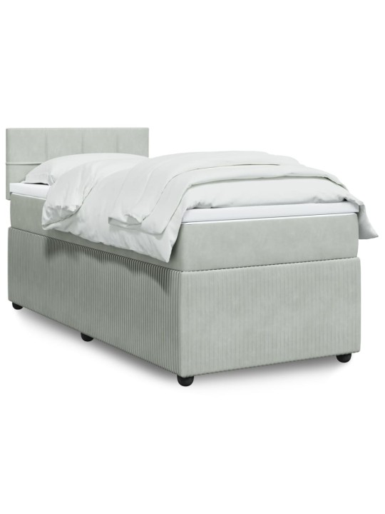 Box spring postel s matrací světle šedá 90x200 cm samet