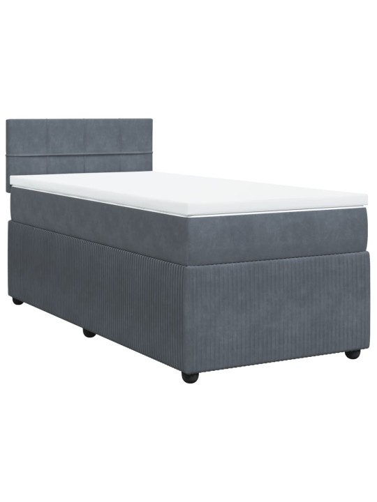 Box spring postel s matrací tmavě šedá 90x200 cm samet