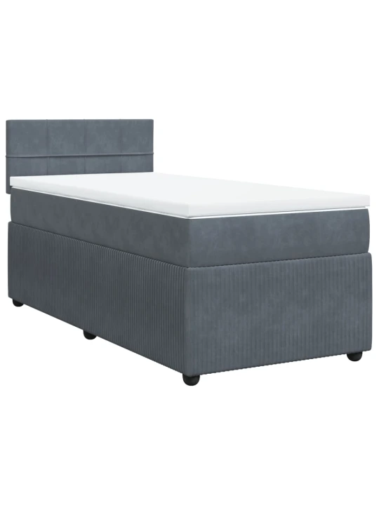 Box spring postel s matrací tmavě šedá 90x200 cm samet