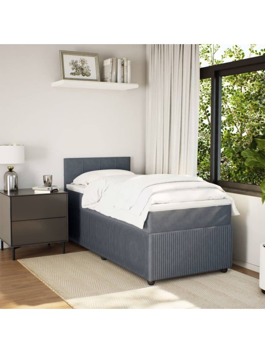 Box spring postel s matrací tmavě šedá 90x200 cm samet
