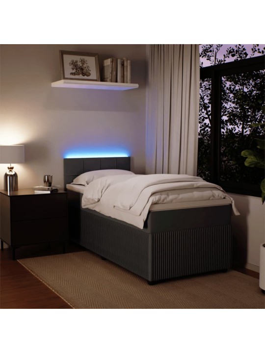 Box spring postel s matrací tmavě šedá 90x200 cm samet