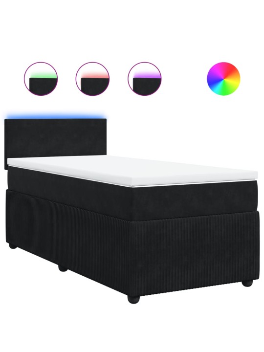 Box spring postel s matrací černá 100x200 cm samet