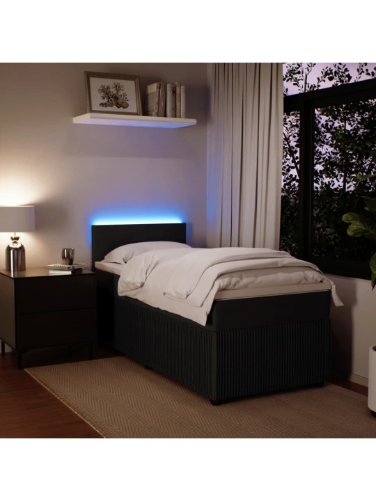 Box spring postel s matrací černá 100x200 cm samet