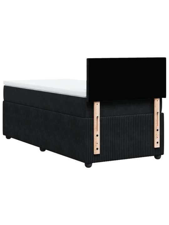 Box spring postel s matrací černá 100x200 cm samet