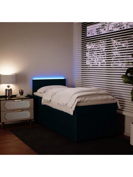 Box spring postel s matrací modrá 100 x 200 cm samet