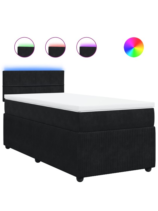 Box spring postel s matrací černá 100x200 cm samet