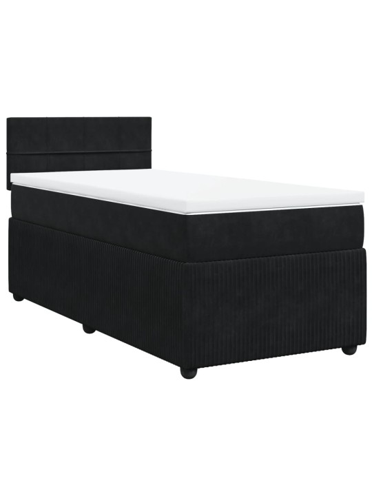 Box spring postel s matrací černá 100x200 cm samet