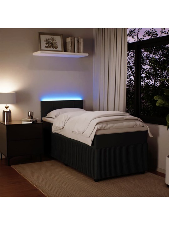 Box spring postel s matrací černá 100x200 cm samet