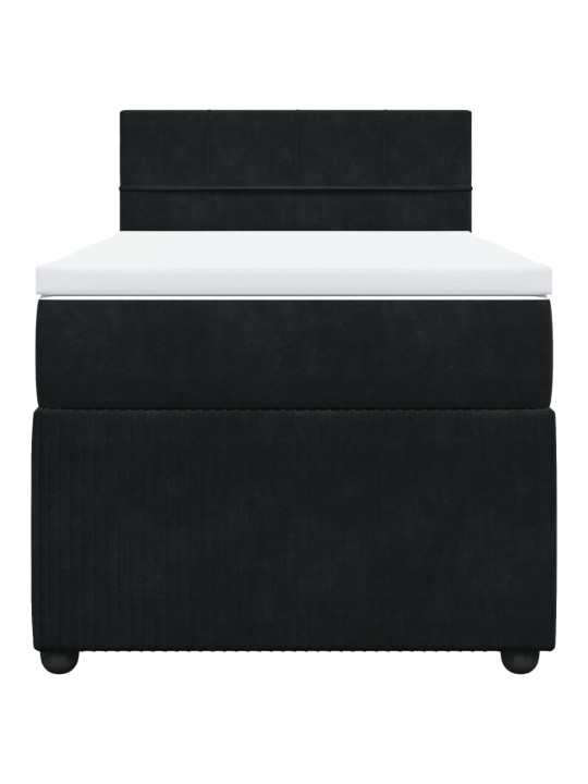 Box spring postel s matrací černá 100x200 cm samet