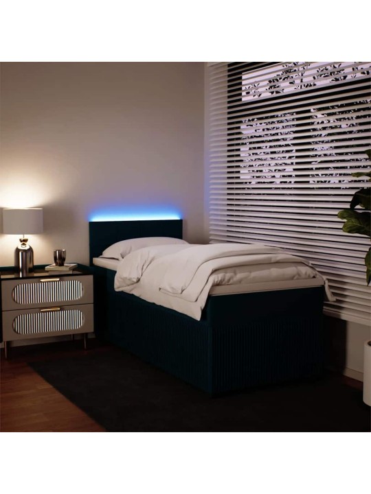 Box spring postel s matrací modrá 100 x 200 cm samet