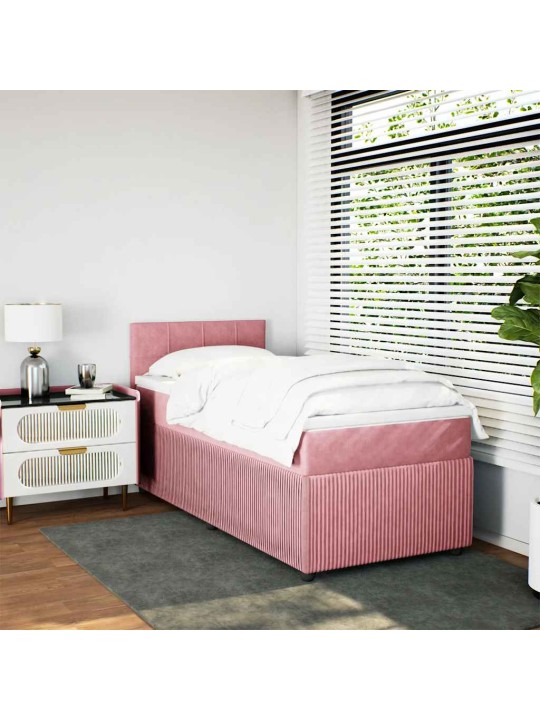 Box spring postel s matrací růžová 100x200 cm samet