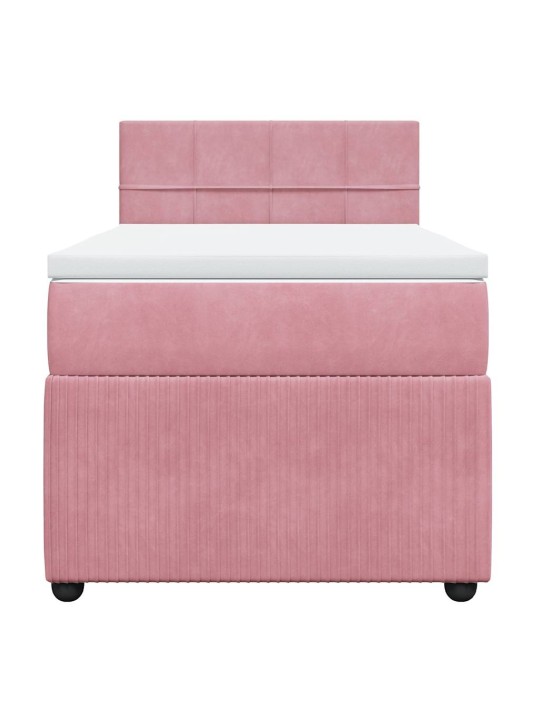 Box spring postel s matrací růžová 100x200 cm samet