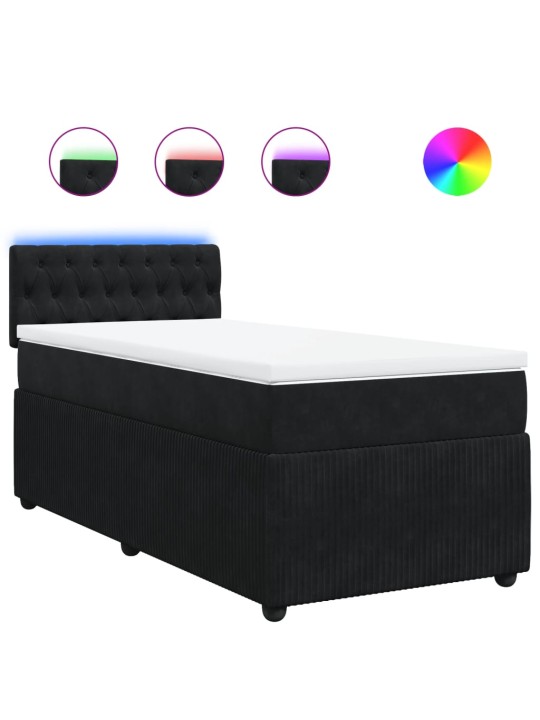 Box spring postel s matrací černá 100x200 cm samet