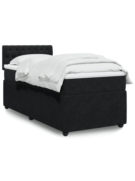 Box spring postel s matrací černá 100x200 cm samet