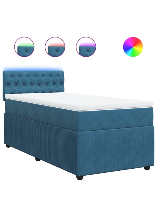 Box spring postel s matrací modrá 100 x 200 cm samet