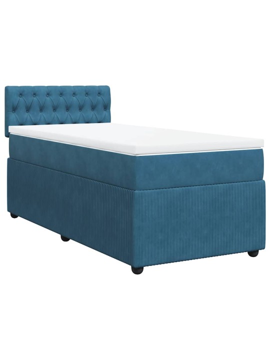 Box spring postel s matrací modrá 100 x 200 cm samet