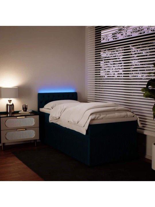 Box spring postel s matrací modrá 100 x 200 cm samet