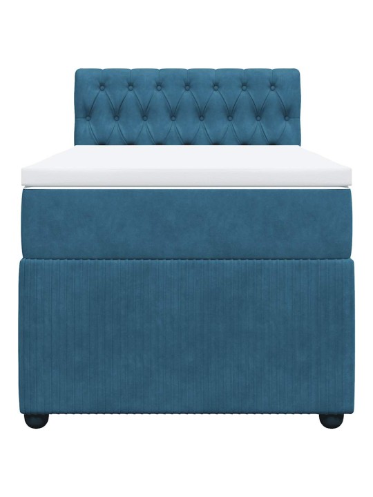 Box spring postel s matrací modrá 100 x 200 cm samet