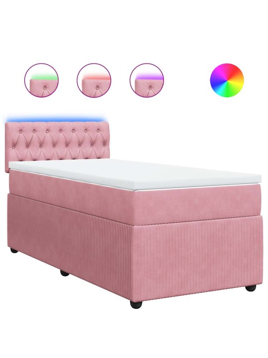Box spring postel s matrací růžová 100x200 cm samet