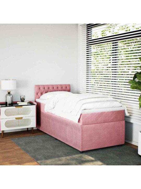 Box spring postel s matrací růžová 100x200 cm samet