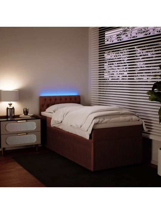 Box spring postel s matrací růžová 100x200 cm samet