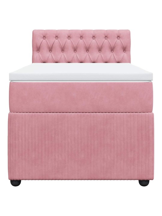 Box spring postel s matrací růžová 100x200 cm samet