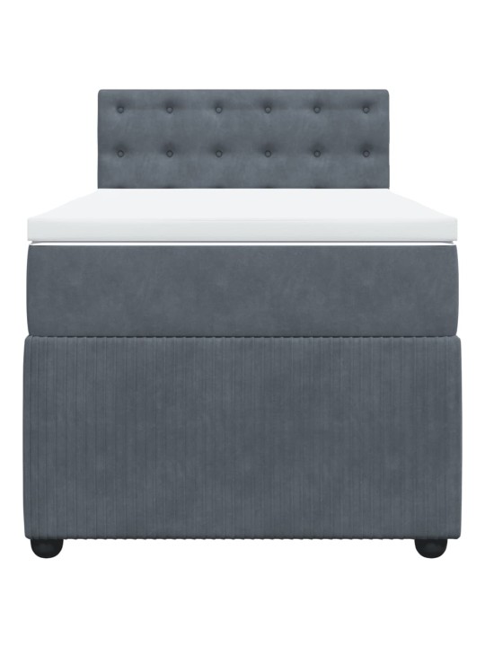 Box spring postel s matrací tmavě šedá 100x200 cm samet