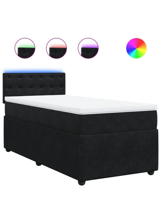 Box spring postel s matrací černá 100x200 cm samet