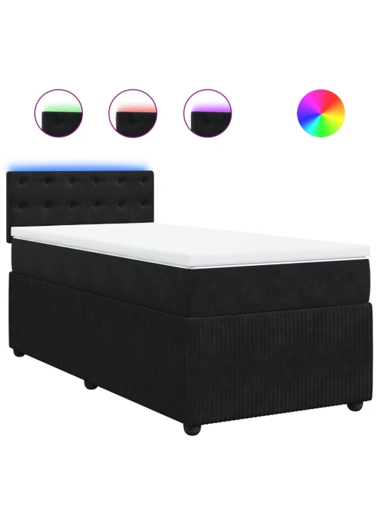 Box spring postel s matrací černá 100x200 cm samet