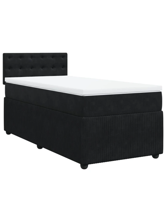 Box spring postel s matrací černá 100x200 cm samet