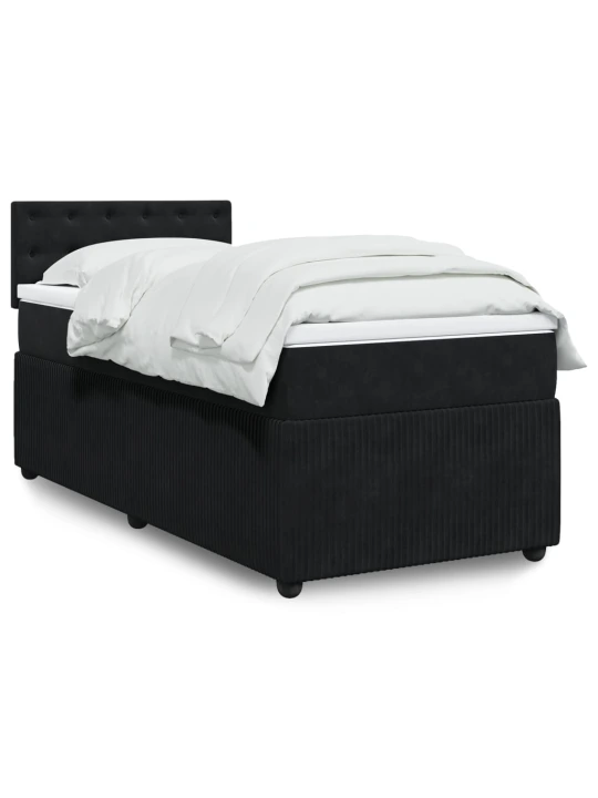 Box spring postel s matrací černá 100x200 cm samet