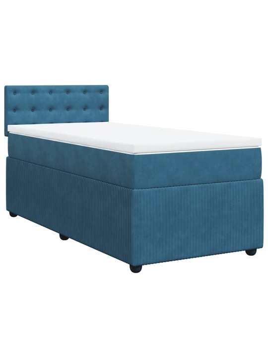 Box spring postel s matrací modrá 100 x 200 cm samet