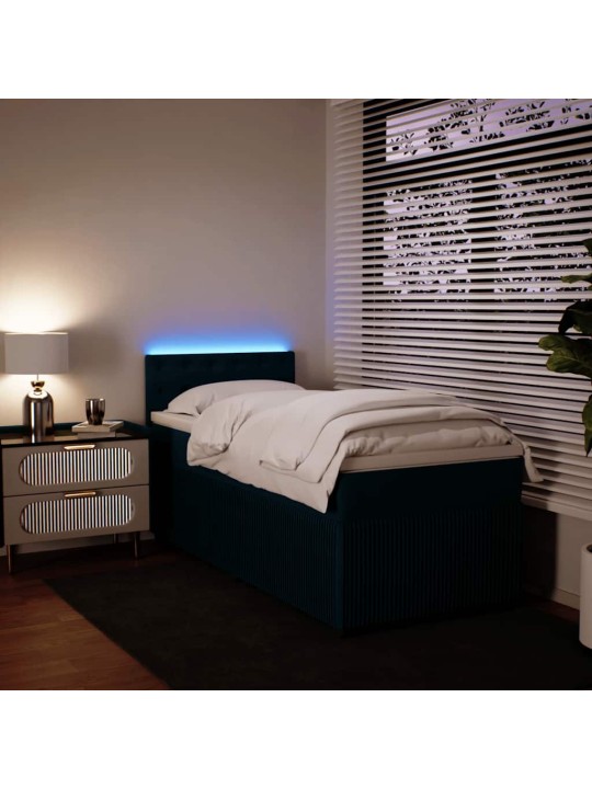 Box spring postel s matrací modrá 100 x 200 cm samet