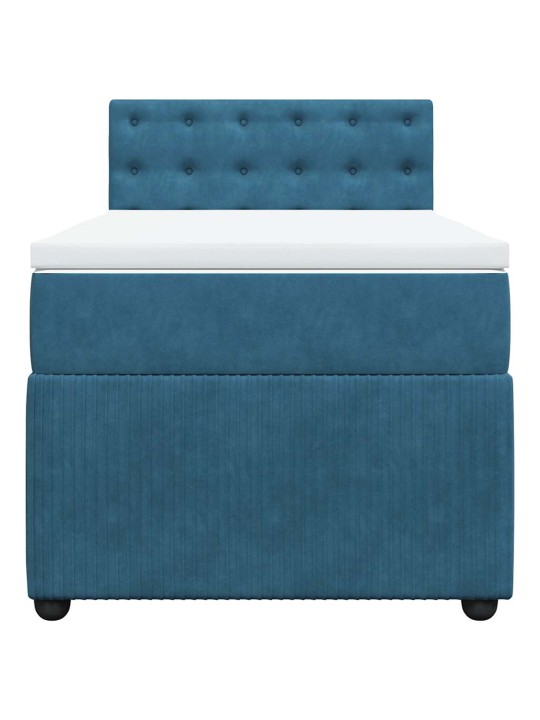 Box spring postel s matrací modrá 100 x 200 cm samet