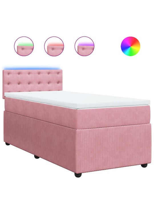 Box spring postel s matrací růžová 100x200 cm samet