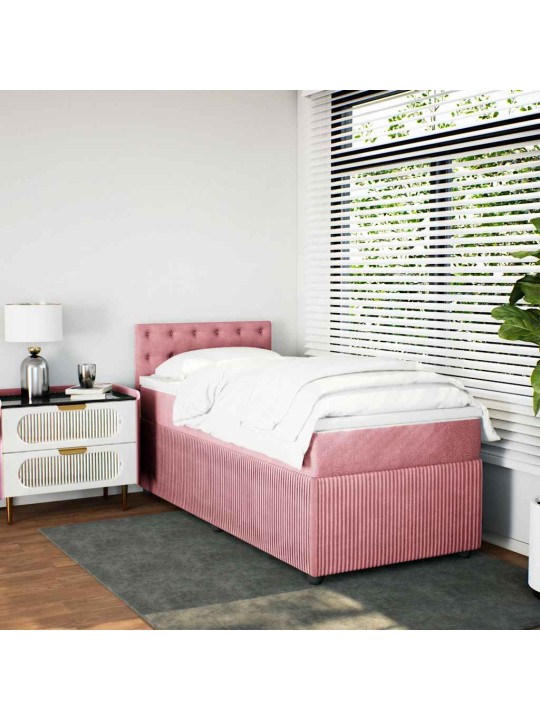 Box spring postel s matrací růžová 100x200 cm samet