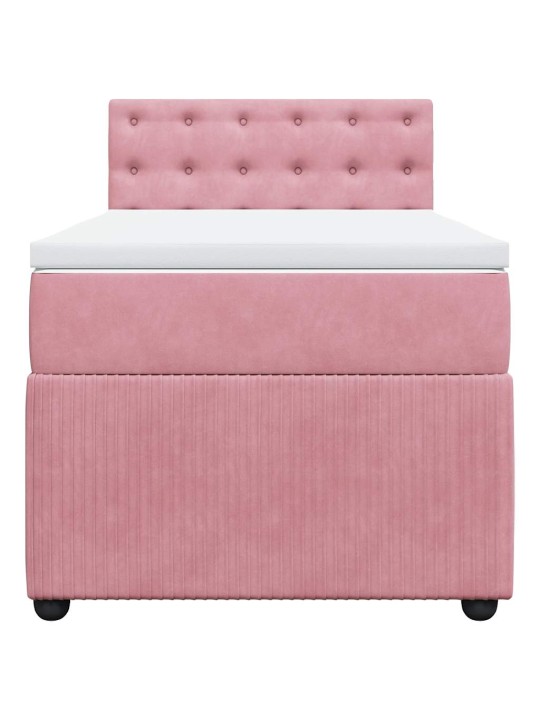 Box spring postel s matrací růžová 100x200 cm samet