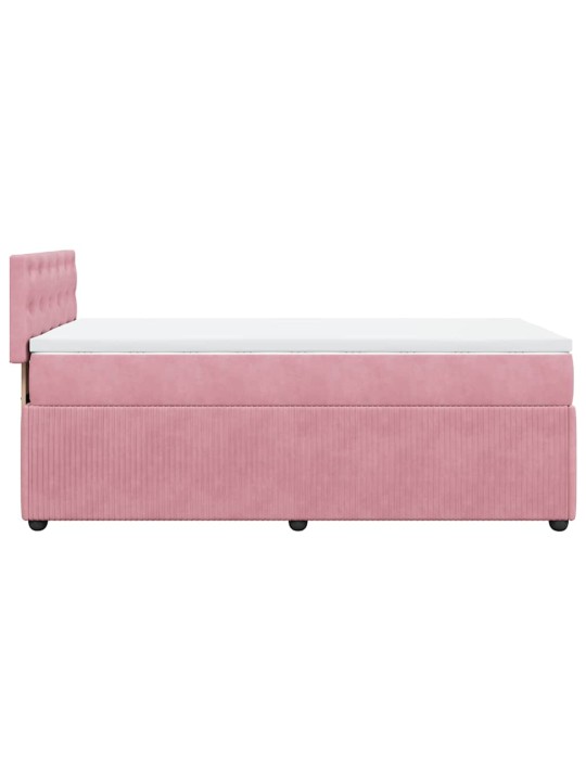 Box spring postel s matrací růžová 100x200 cm samet