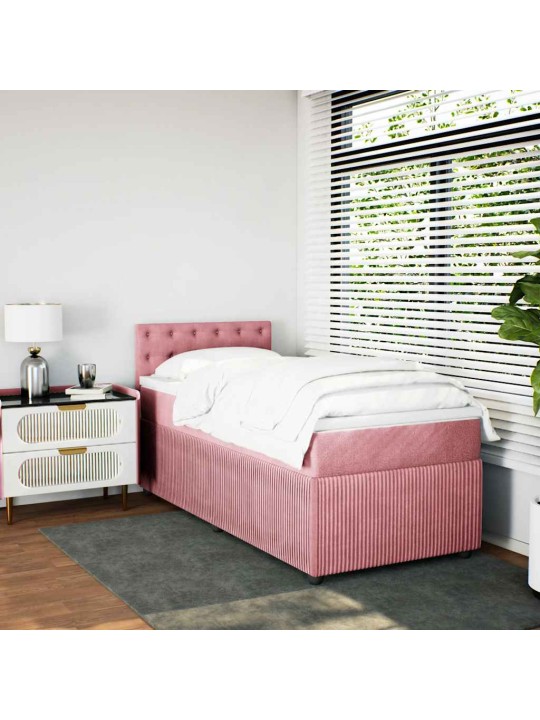 Box spring postel s matrací růžová 100x200 cm samet