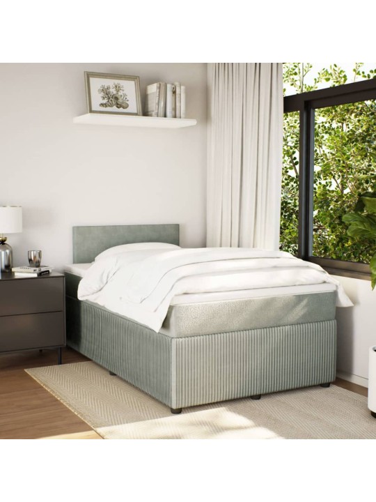 Box spring postel s matrací světle šedá 120x190 cm samet