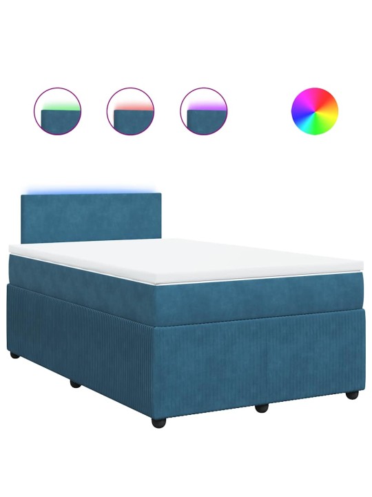 Box spring postel s matrací modrá 120 x 190 cm samet